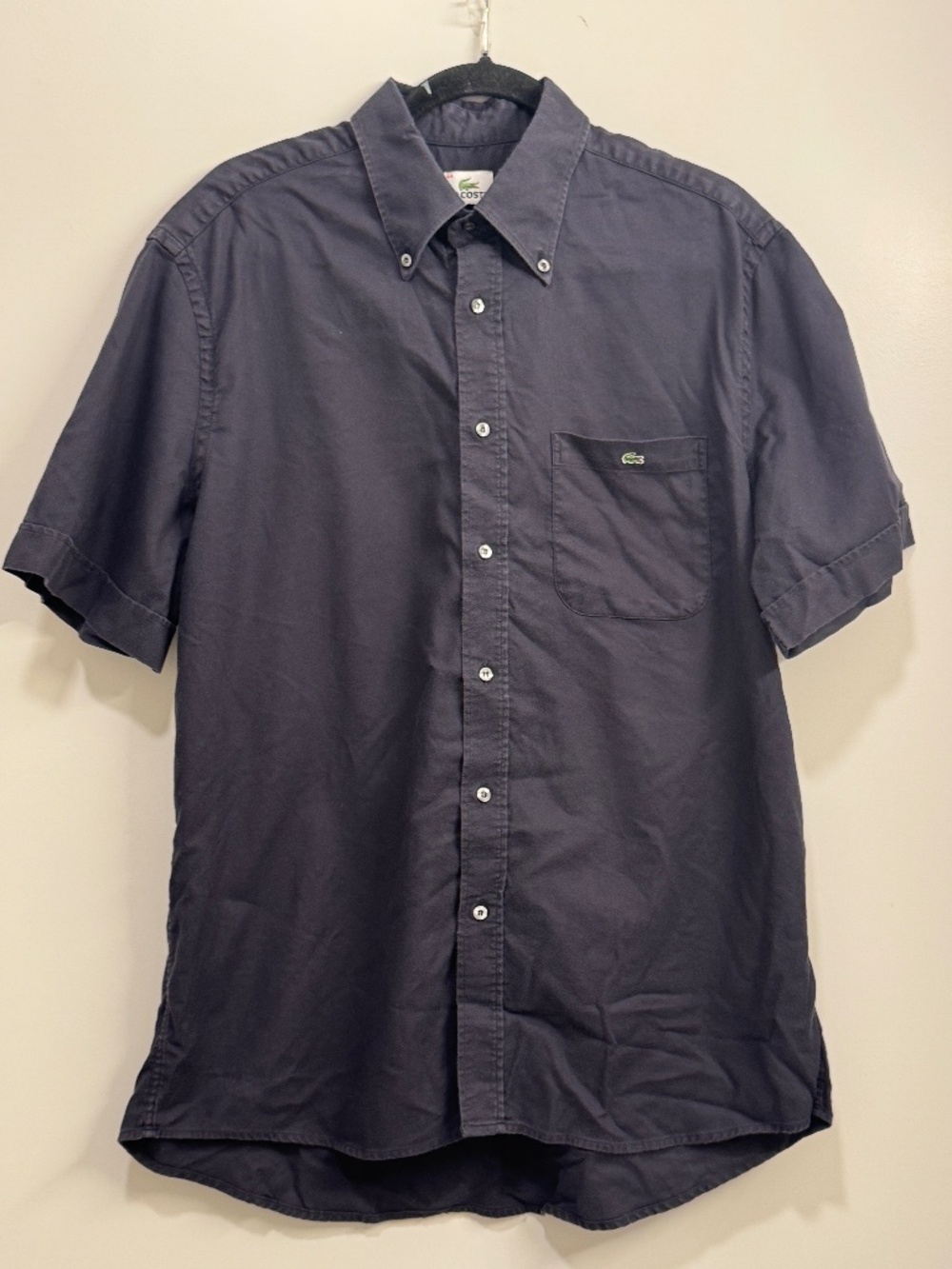 Lacoste Men’s Short Sleeve Button Down Shirt Navy Blue Designer Casual